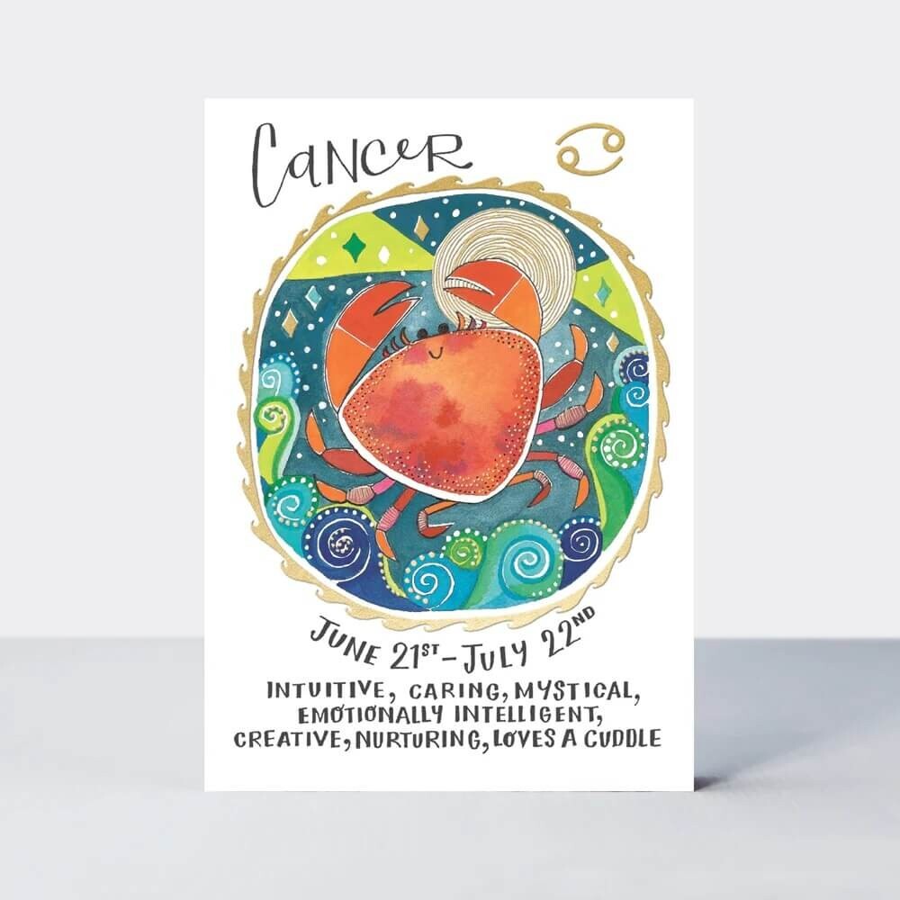 Zodiac Birthday Card Cancer Star Sign Crab - Astrological Design Greeting Card