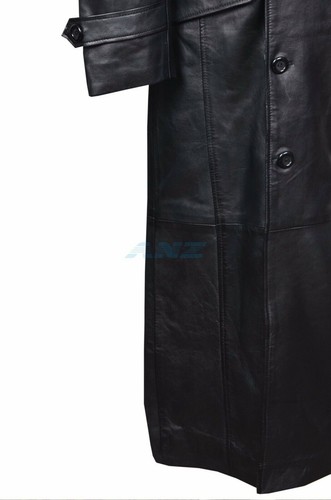 New Men's Motorcycle Large Size Leather Jacket Leather Coat Casual Long Overcoat - Bild 5 von 14