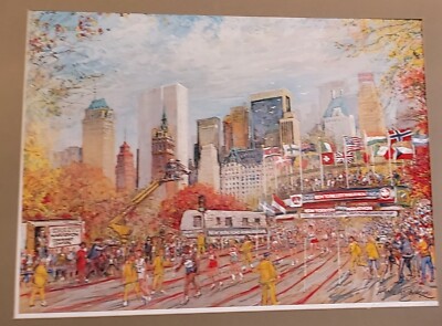 KAMIL KUBIK NEW YORK CITY MARATHON ART/PRINT  W/INTERNATIONAL FLAGS 