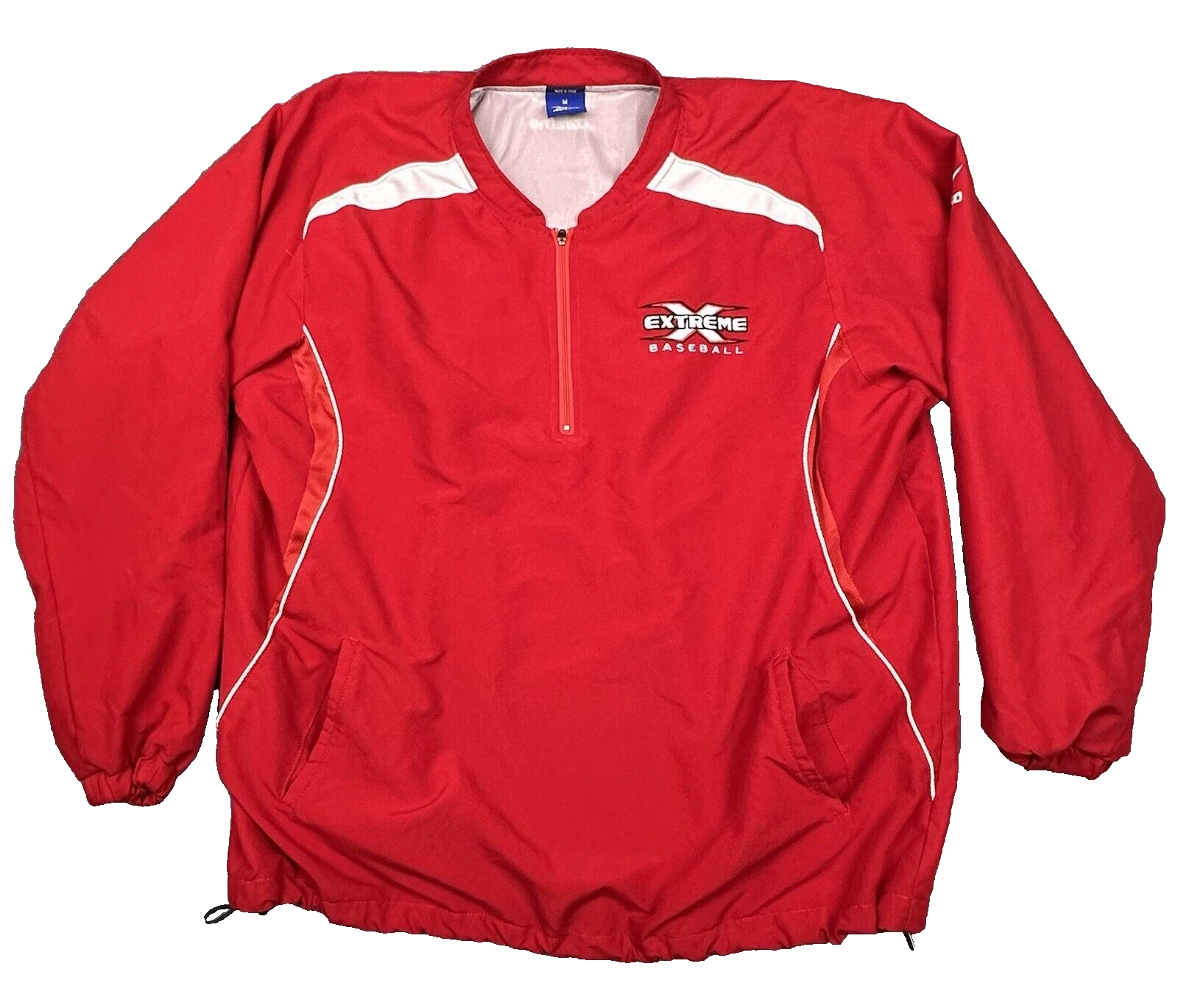 Mizuno Baseball Batting Practice Jacket Mens Medium Red 1/4 Zip Pullover Pockets