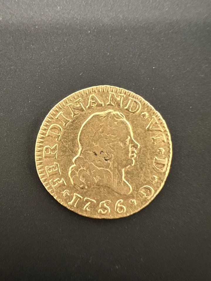 1756 J B MÉXICO 1/2 ESCUDO MONEDA DE ORO!! Foto 4 de 4