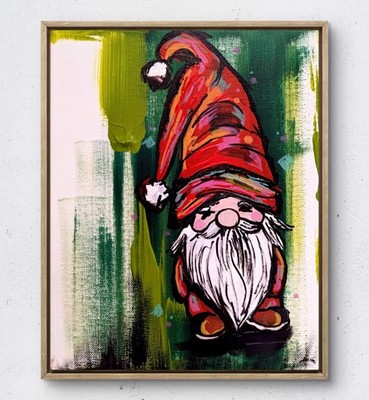 BirkeloART 8X10 GnoMAS Colorful  Art Acrylic Painting on Canvas