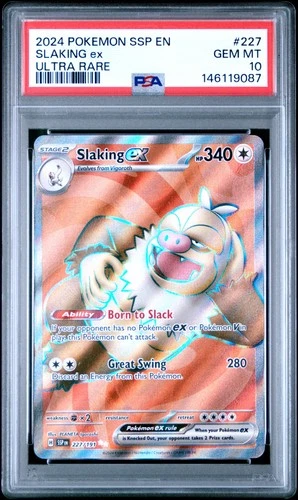 2024 POKEMON SSP EN-SURGING SPARKS ULTRA RARE #227 SLAKING EX PSA 10