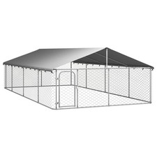 Dog Kennel Silver Galvanized Steel Large Dog Kennel Rectangular