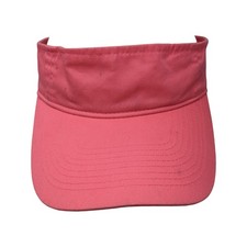 Port Company Golf Strapback Sun Visor Cap Pink One Size Adjustable Poly Blend