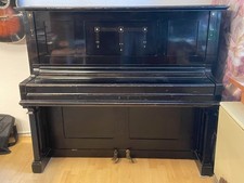 altes Klavier, Jugendstil, Schleiflack schwarz, Intarsien, antik