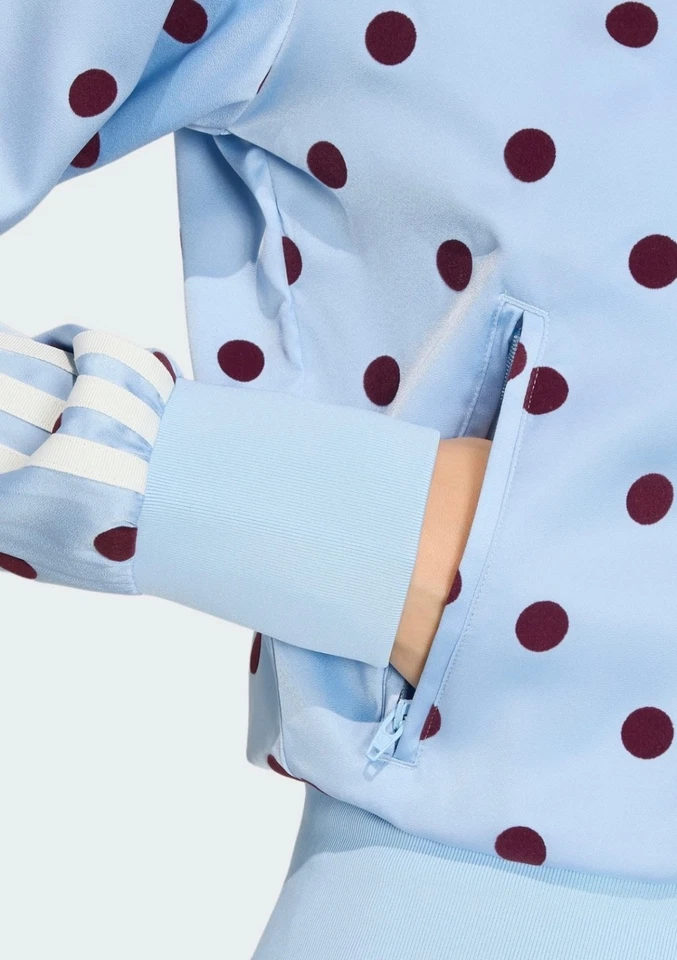 ADIDAS ORIGINALS POLKA DOT SATIN TRACKTOP OFF BLUE BNWT XS, S,M,L,XL - Photo 4/4