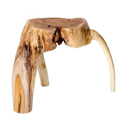 Designer burl wood stool teak wood made from one piece solid unique table