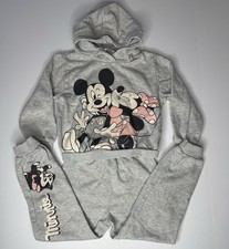 H M Minnie Mouse Hoodie Jogger Set Girls Size 6 Gray Disney