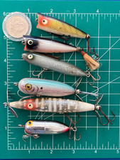 De Colección Lote 6 Señuelos de Pesca Heddon Topwater Dying Flutter TINY CHUGGER Cachorro Torpedo
