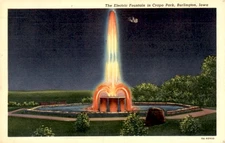 Electric Fountain in Crapo Park, Burlington, Iowa - 1954 Postcard