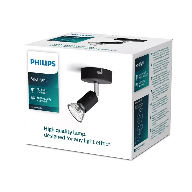 Faretto a soffitto o parete Philips limbali GU10 nero - Immagine 2 di 2