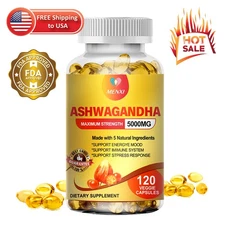 Organic Ashwagandha Capsules High Quality Dietary Supplement,120 Veg Softgels