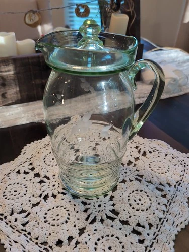 Cameo Depression Glass Pitcher And Lid