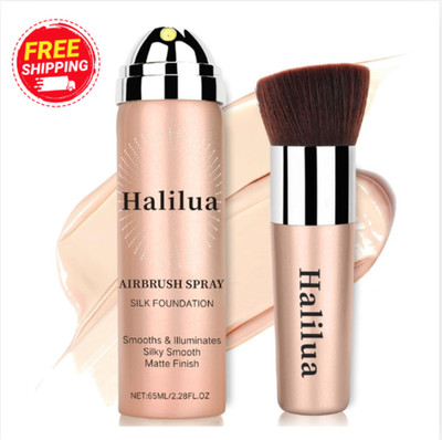 Airbrush Foundation Spray with Brush - Full Coverage Magic Minerals Airbrush
