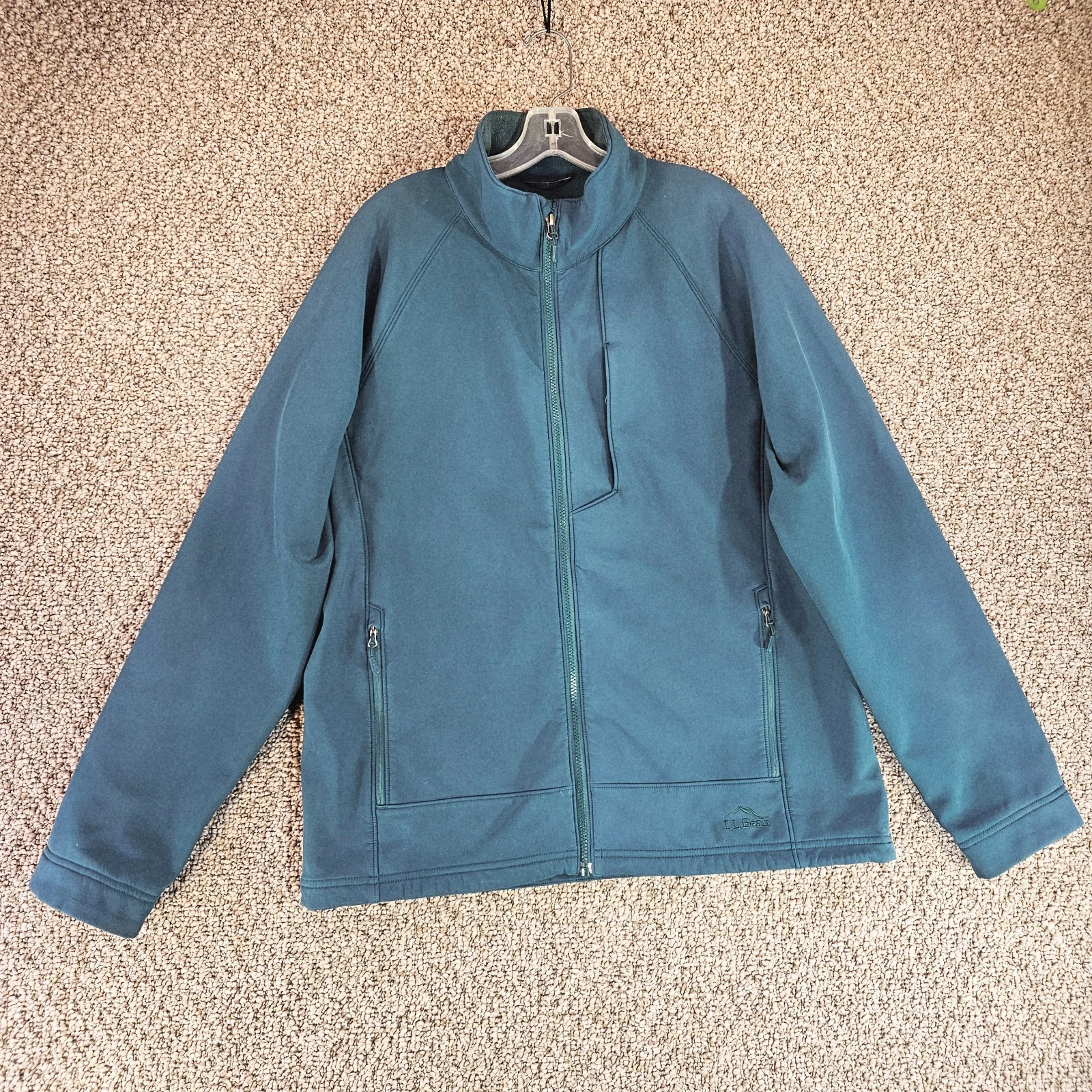 LL Bean Jacket Mens Large Regular Soft Shell Full Zip Pockets Green