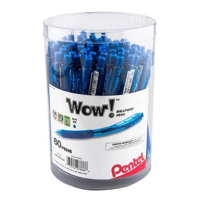 Pentel WOW! Ballpoint Pen, (1.0mm) Med. line, Violet Ink, 60 pcs Canister