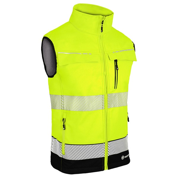Beeswift Deltic Two-Tone Hi-Vis Softshell Rail Bodywarmer Saturn Yellow/Navy S
