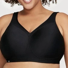 Glamorise MagicLift Sports Bra 38E 16E Plus Size Black Wireless Support