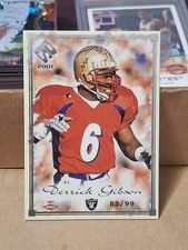 2001 DERRICK GIBSON PACIFIC PREMIUM STOCK NFL ROOKIE CARD RC /99 RAIDERS #149. rookie card picture
