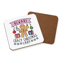 Beware VerrüCkte Weihnachten Damen Untersetzer GeträNke - Lustiger Witz Geheimer