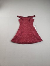 Betsy & Adam Women Mini Dress 8 Red Off Shoulder Back Zip Glitter Party Summer