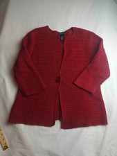 Jones New York Signature Cardigan Sweater Womens Size XL Red Knit Button Front