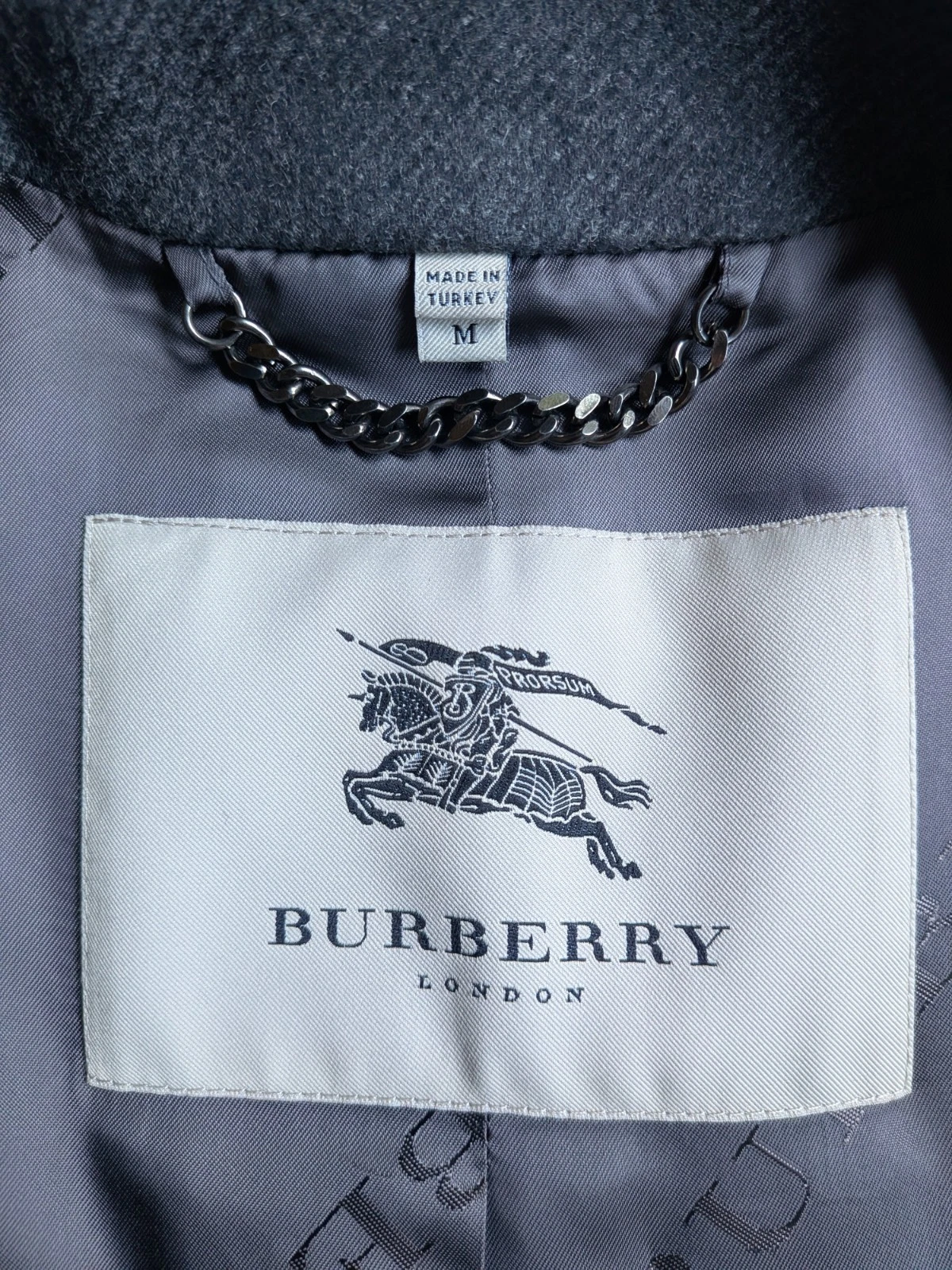 Vintage BURBERRY London Mens Wool Car Coat M Gray Charcoal Nova Check Collar  image 15