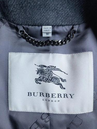 Vintage BURBERRY London Mens Wool Car Coat M Gray Charcoal Nova Check Collar  image 15