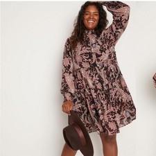 Anthropologie Cady Tiered Tunic Dress paisley boho print Sz S petite