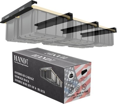 Overhead Garage Storage Rack USA Based Connectable 4 Sets Black