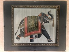 Éléphant Egyptian papyrus Tableau Sous Verre Papyrus Égyptien Vintage