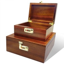2pcs Locking Wooden Keepsake Box,Large Acacia Wooden Box with Hinged Lid with...