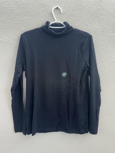 L.L. Bean Womens Shirt Size Medium Black Turtleneck LongSleeve Supima Cotton NWT - Picture 1 of 10
