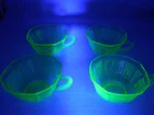 Nice Set of 4  Anchor Hocking Uranium Green Princess Depression Glass Cups