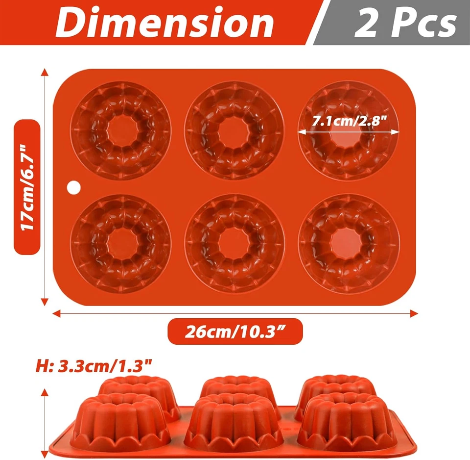 Webake Mini Obstbodenform Silikon Klein Gugelhupfform 2 Stück Gugelhupf Backform - Bild 2 von 4