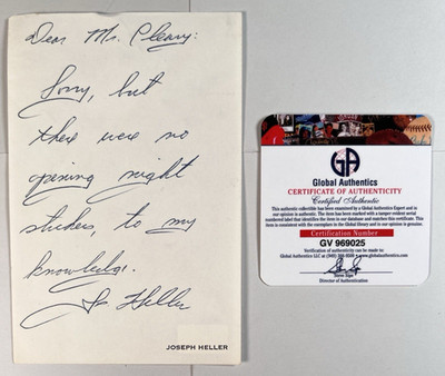 Catch-22 Author Joseph Heller Personalized Autographed Note Satirical Writer