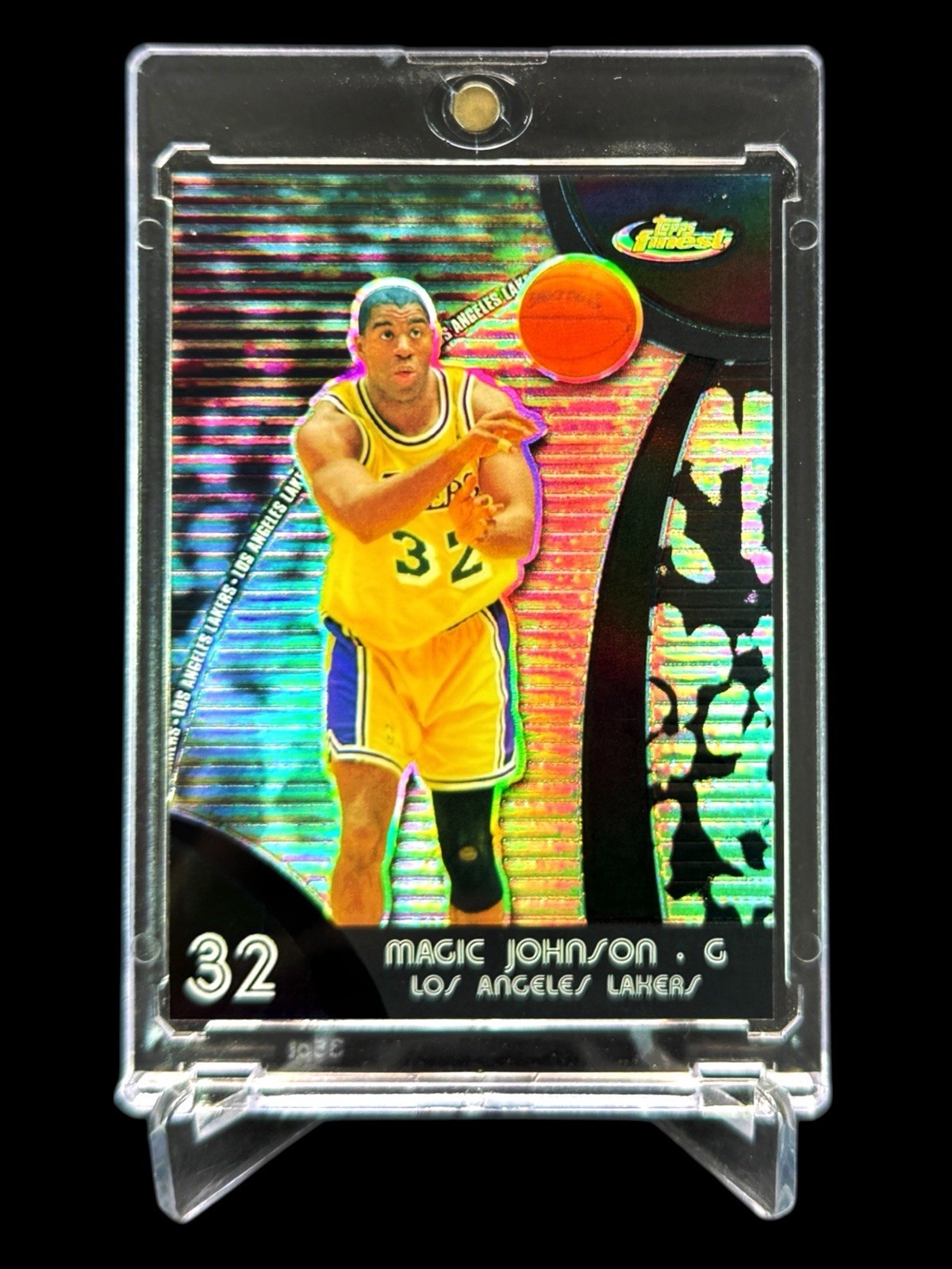 2007/08 Topps Finest MAGIC JOHNSON (10/75) BLACK REFRACTOR HOLO #43🔥RARE SSP🔥