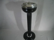 Vintage Ash Away Standing Floor Ashtray 21" Tall Art Deco Smoke Stand Chrome