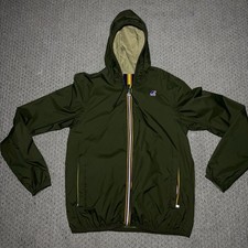 Giacca a vento K-Way Medium verde con cappuccio e zip
