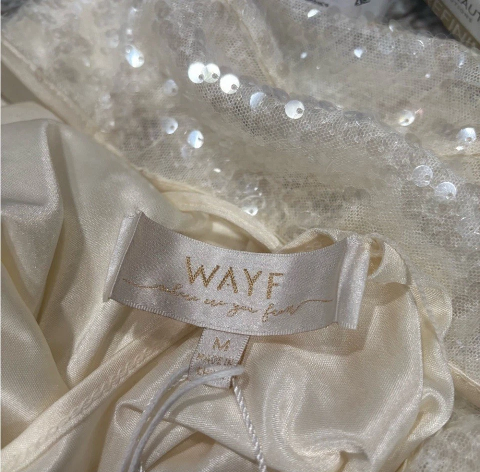 Vestido de lentejuelas marfil WAYF Kieran. Nuevo con etiquetas talla mediana vendido en Nordstrom Foto 2 de 4
