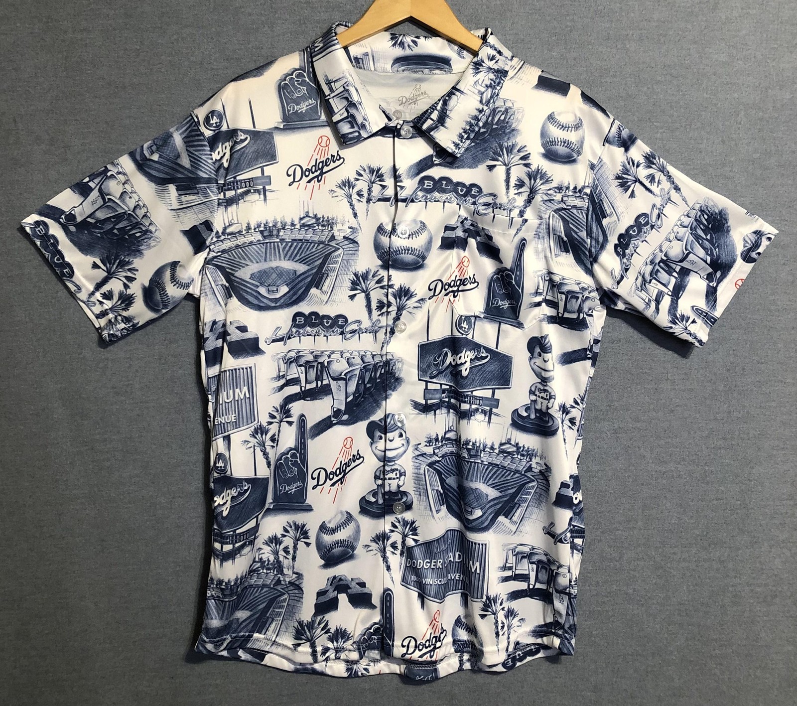 Los Angeles Dodgers Shirt Mens Medium Hawaiian Blue MLB Baseball Stadium SGA