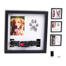 Dog Paw Print Kit for Dogs, Dog Picture Frame with Shatterproof Black
