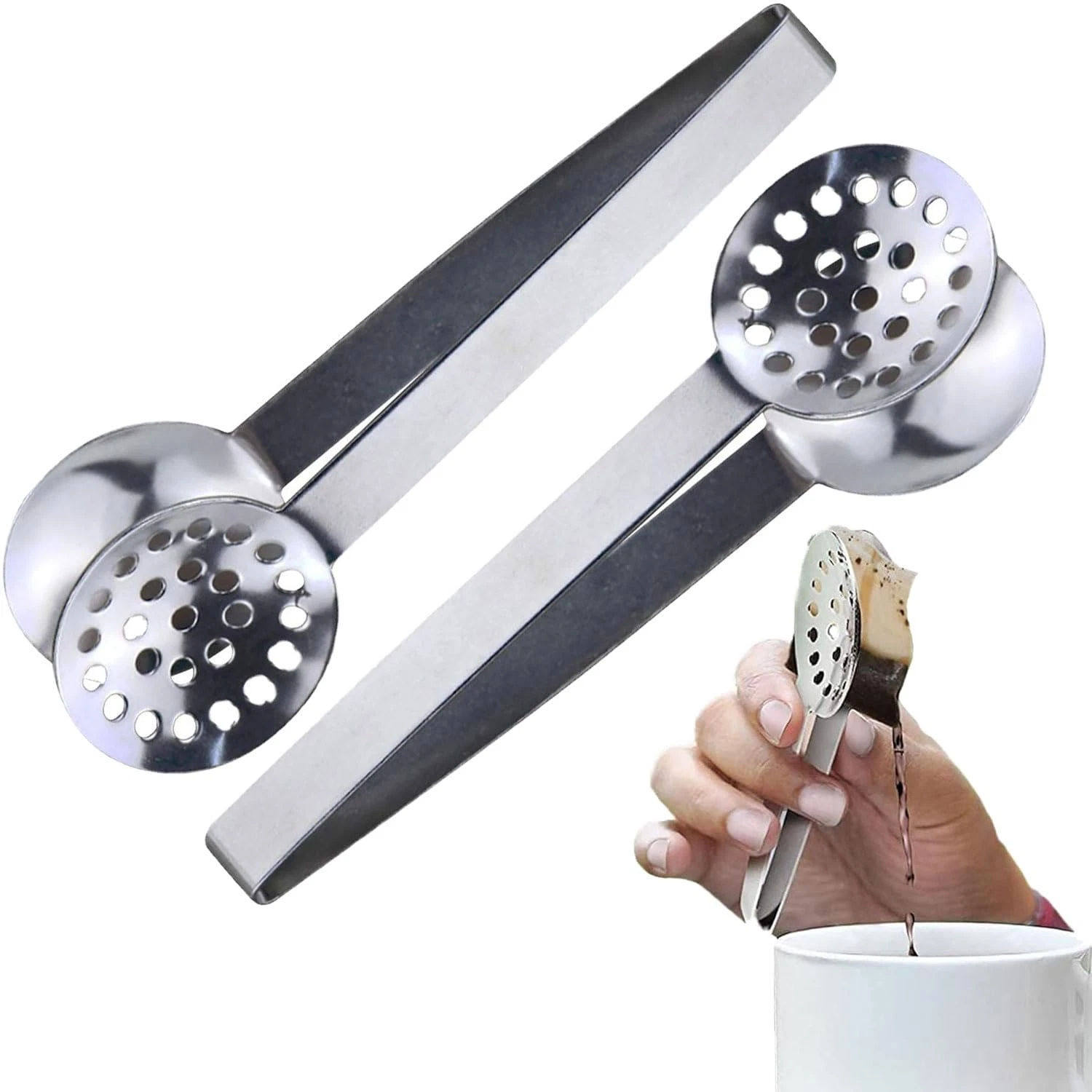 2 Pack Stainless Steel Tea Bag Tongs, Stainless Steel Tea Bag Squeezer, Long...