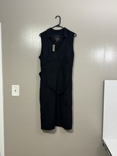 J. Crew Nova Fides Women's Black Sleeveless Collared V-Neck Dress Size 18 C48