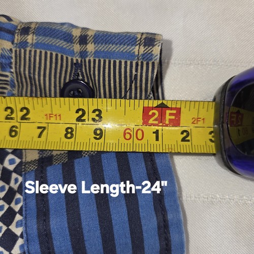 Cabin Creek Mens Shirt Sz XL Madras Patchwork **FLAWS** Blue Button Down - Picture 18 of 20