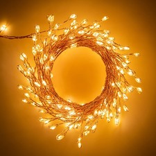 200Led Warm White Cluster Fairy String Lights 8 Modes Indoor Outdoor Decor