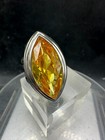 Topas Ring Gelb Sterling Silber Marquise Schliff CZ Solitär Cocktail