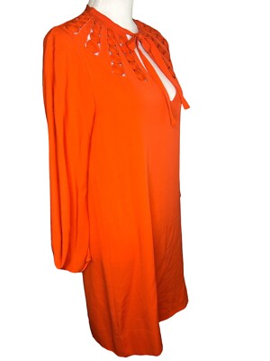 orange silk shirt dress 100% Silk Shirt Dress