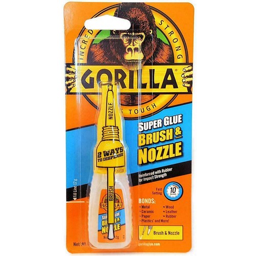 Gorilla Super Glue Brush & Nozzle Super Strength Bonds Metal Wood